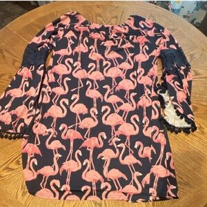 Simply Southern Flamingo Print Long Sleeve Dress